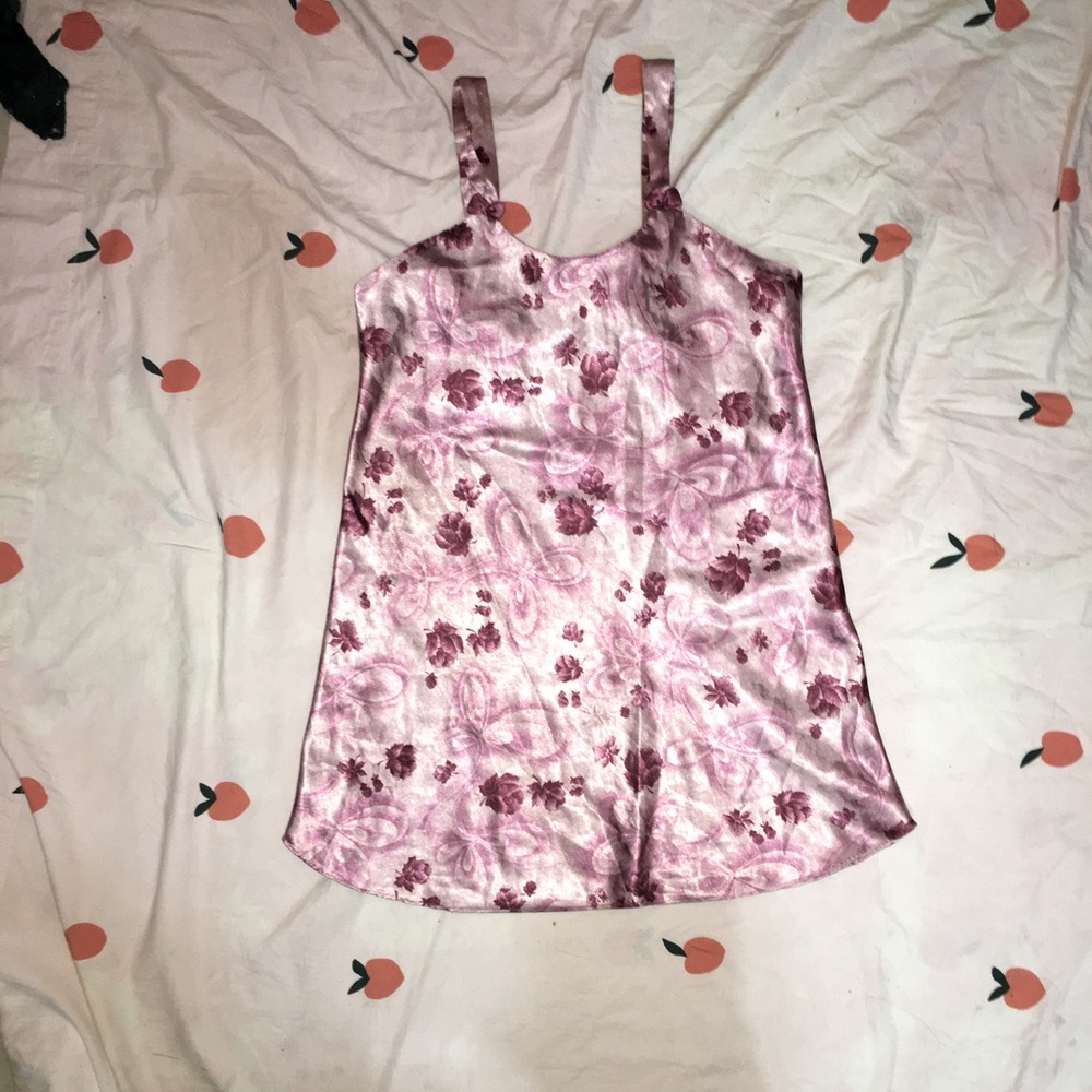 Pink floral printed night gown